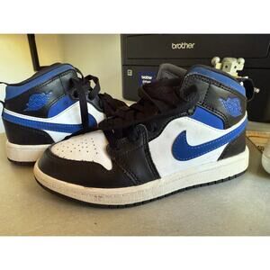 Nike Air Jordan 1 Mid GS White Racer Blue Youth Size 13.5Y 640734-140